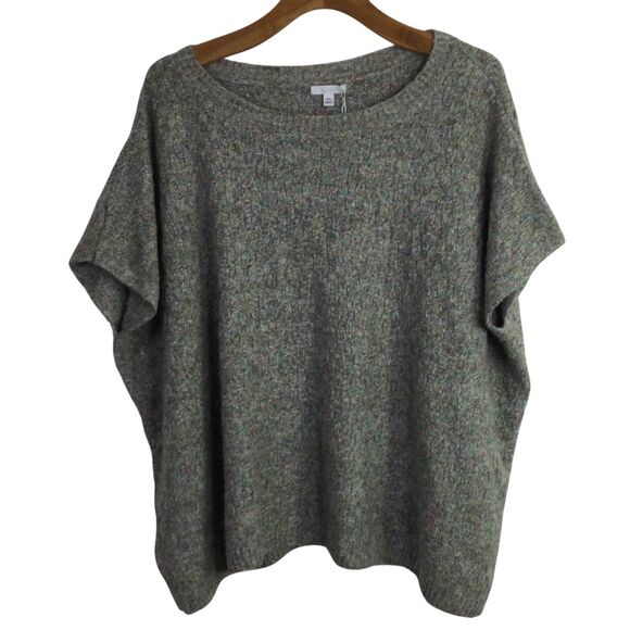 Calme x Johnny Was Basket Weave Poncho Pullover Sweater Sage Green One Size NWT - Picture 1 of 14